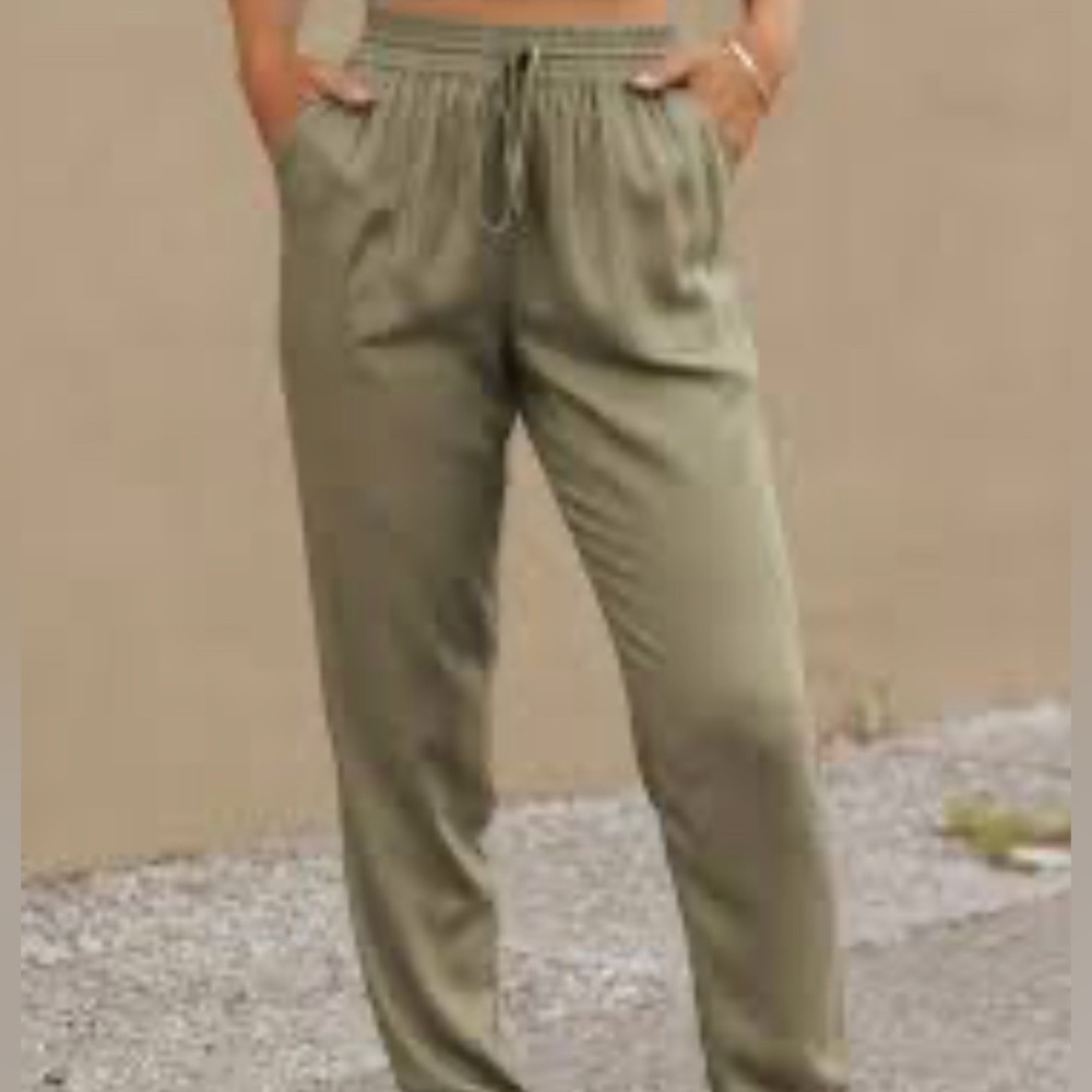 Mango Olive green drawstring trousers